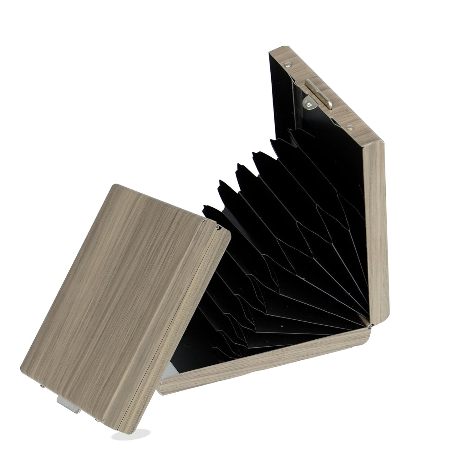 Storite 10 Slot RFID Blocking Metal Card Holder Vertical Wooden Credit/Debit Card Case Wallet for Men & Women – Brown-6.5 x 9.5 x 1.8 Cm