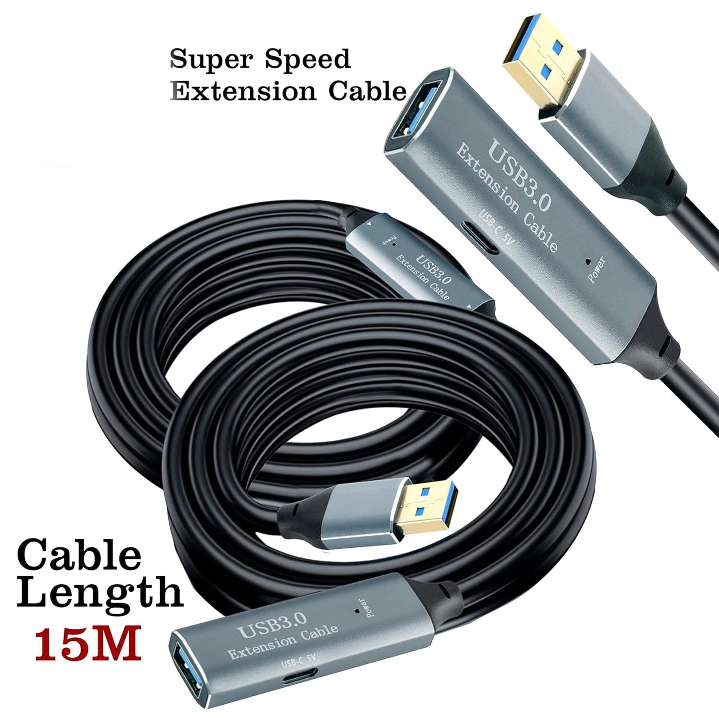 Storite 15 Meter Active USB 3.0 Extension Cable USB 3.0 Male to Female Extender Cord with Signal Booster Compatible with Game Consoles, Printer, Camera, Steam VR, Flash/Hard Drive, Laptop
