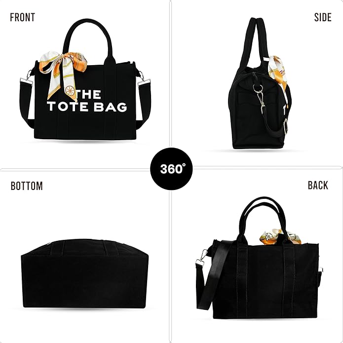 Storite Canvas Tote Bags for Women Large Capacity Shoulder Bag with Inner Pocket Everyday Handbags for Office, College and Travel