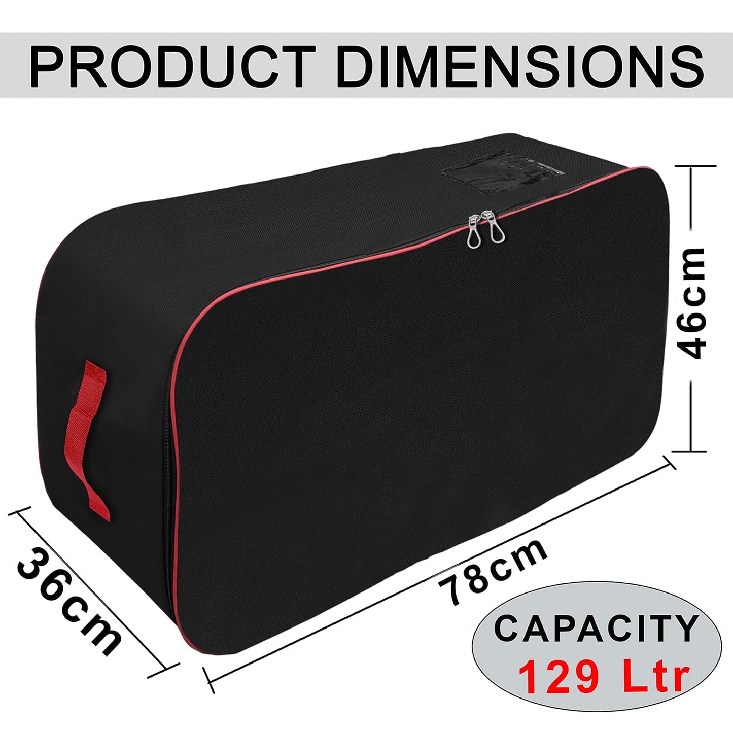 Storite Nylon Extra Large Size 129 L Multipurpose Heavy Duty Moisture Proof Storage Bag for Clothes/Toys/Stationery/Blankets/Paper Rectangular(Red-Black, 78x46x36 cm)