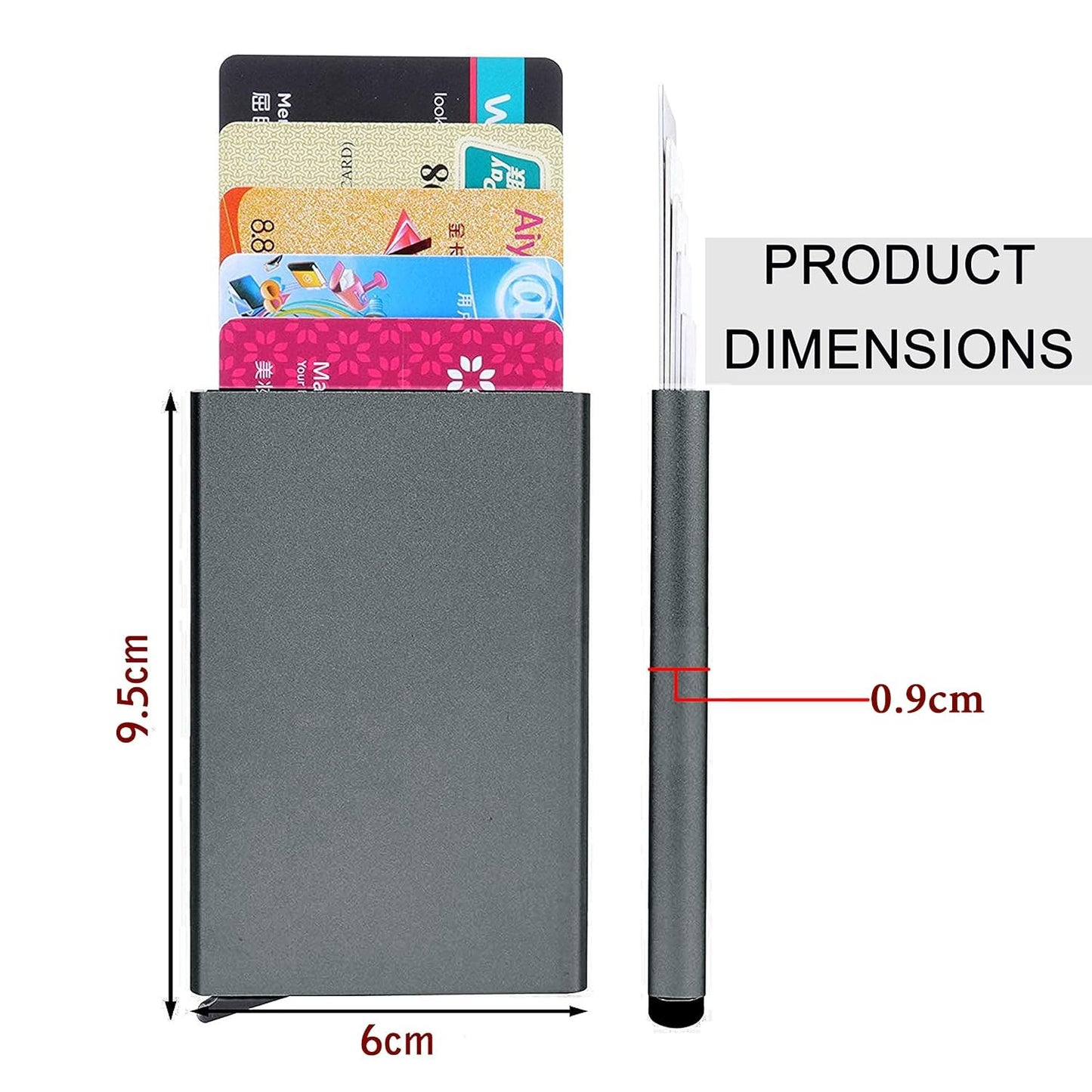 Storite Metal RFID Blocking Aluminium Pop Up Card Holder - Grey