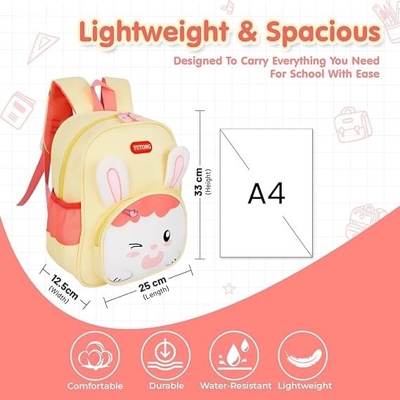 Storite Bunny Design Kids Backpack – Cute & Lightweight School Bag for Preschool & Kindergarten