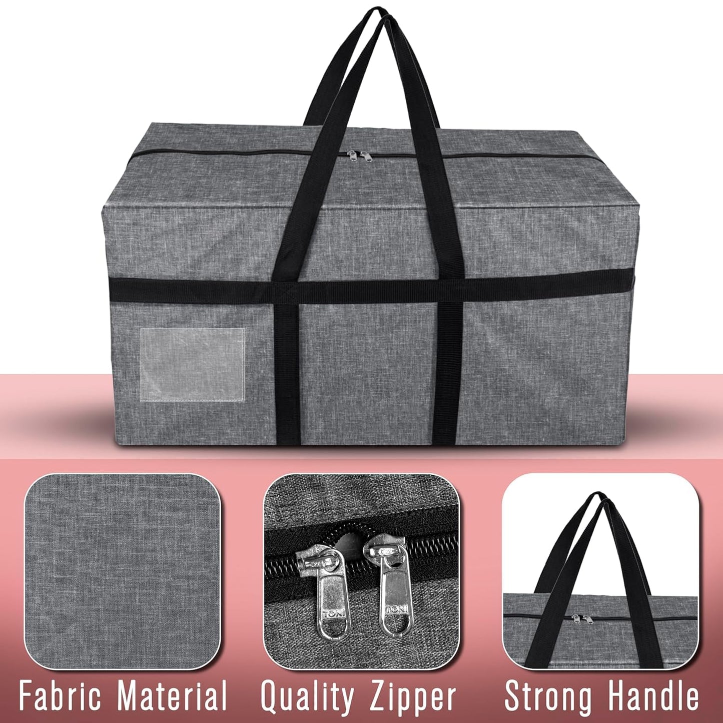 Storite Extra Large 128 L Fabric Moisture Proof Multipurpose Heavy Duty Storage Bag for Toys/Stationery/Blankets/Clothes/Moving Bags With Strong Reinforced Handles Rectangular (Grey,81x40x40 cm)