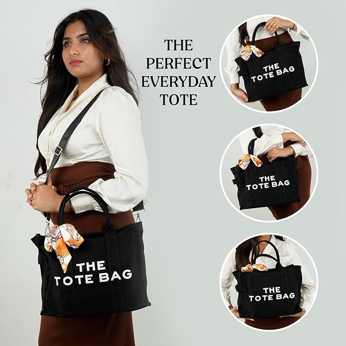 Storite Canvas Tote Bags for Women Large Capacity Shoulder Bag with Inner Pocket Everyday Handbags for Office, College and Travel