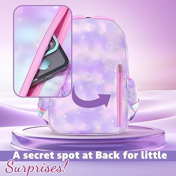 Storite School Backpacks for Girls Stylish Bags for Girls Kids 7-12 Years Old Cartoon Water Resistant Backpack Durable Burden Relief School Bag Birthday