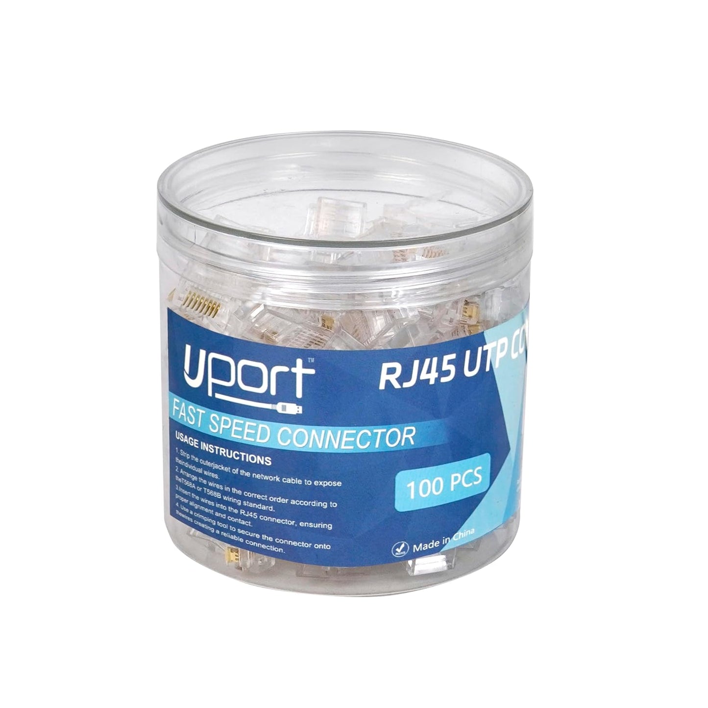 Storite Cat6 RJ45 Modular Plugs Ethernet Cable Crimp Connectors Network Plug for Solid Wire and Standard Cable Passthrough (100 PK)