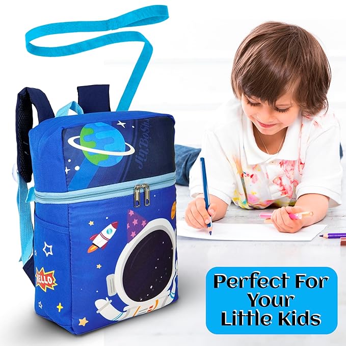 Storite Unisex Small Astronaut Blue Backpack - Water-Resistant, Stylish School & Travel Bag for Kids