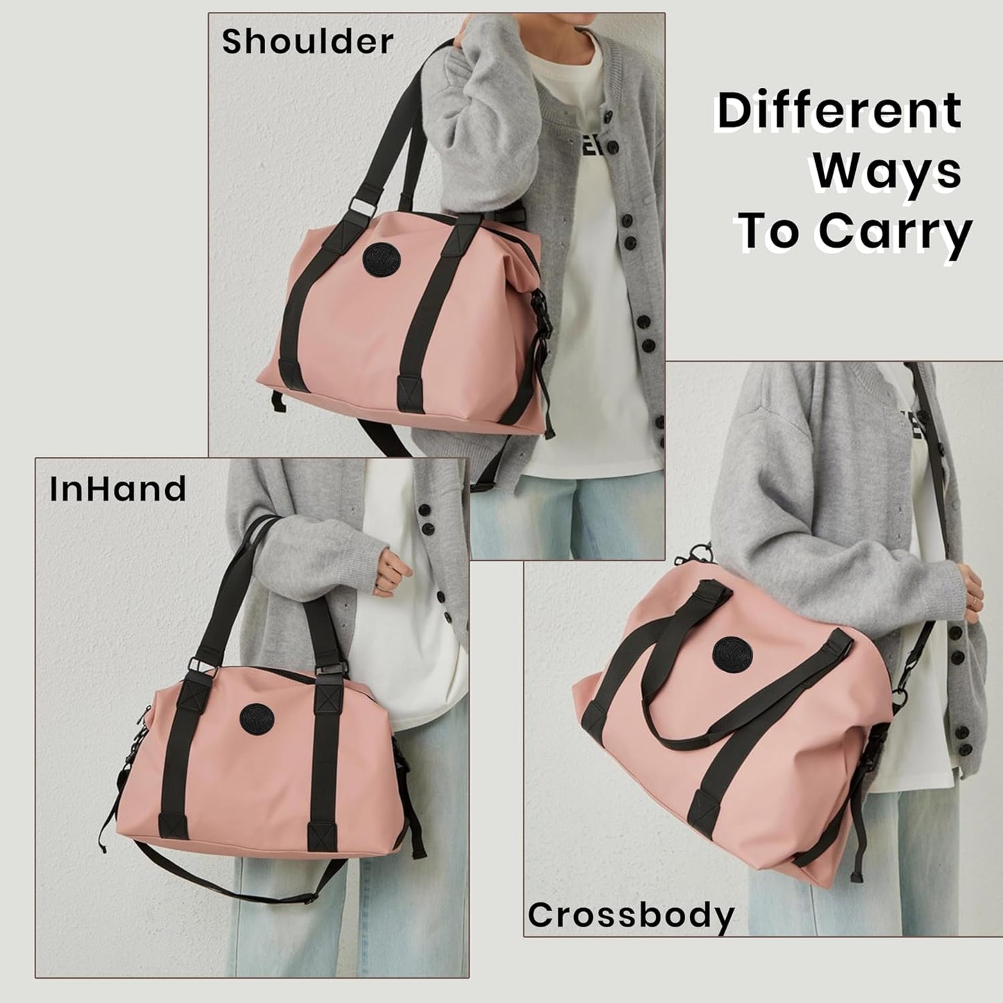 Storite 35cm Nylon Sports Duffle Bag for Women, Travel, Weekender, and Overnight Luggage with Wet Pocket - Pink