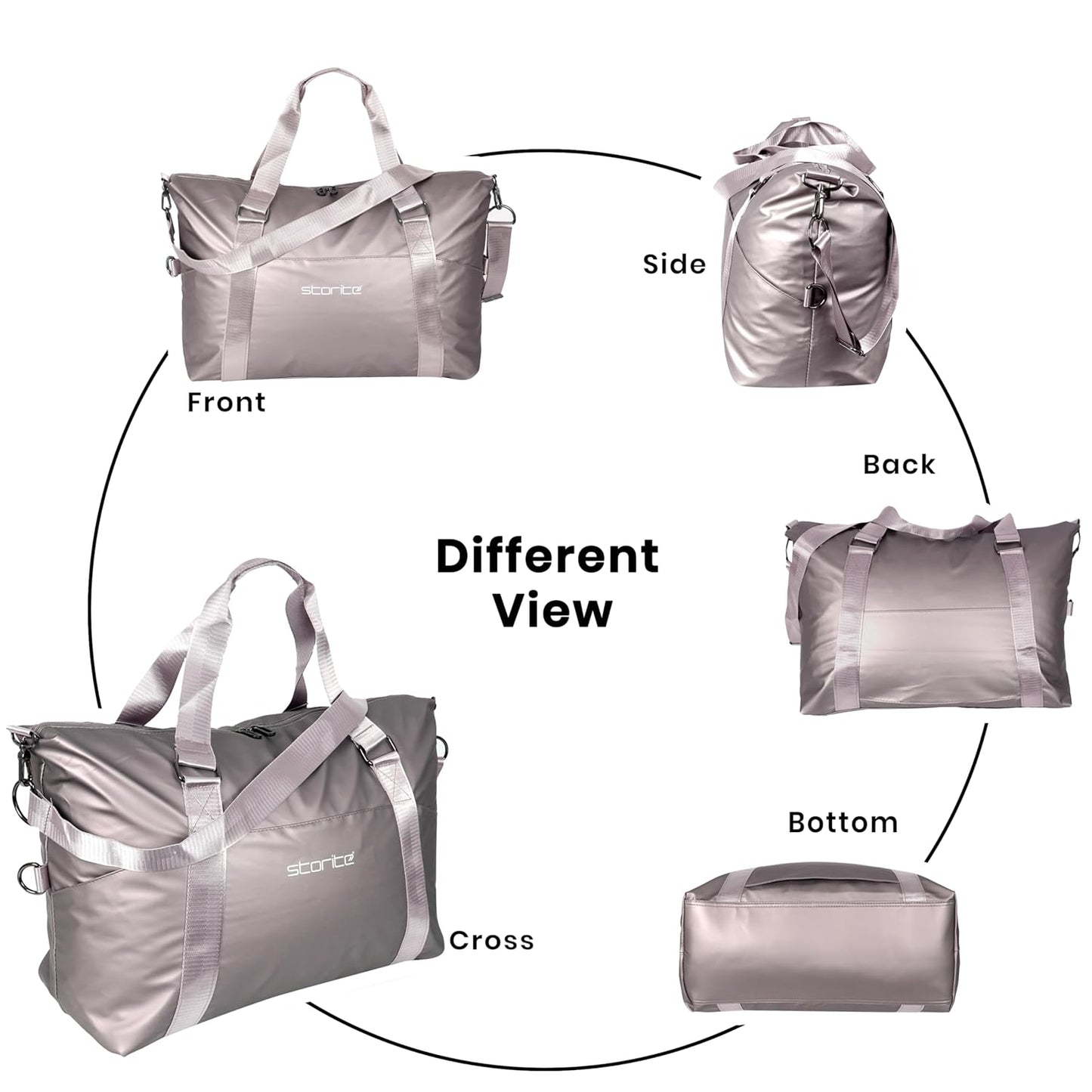 Storite Nylon 52 Cm Travel Duffle Bag for Women with Wet Pocket Weekender Overnight Luggage Bag Stylish and Trendy BAg for Women- (Shiny Birch)