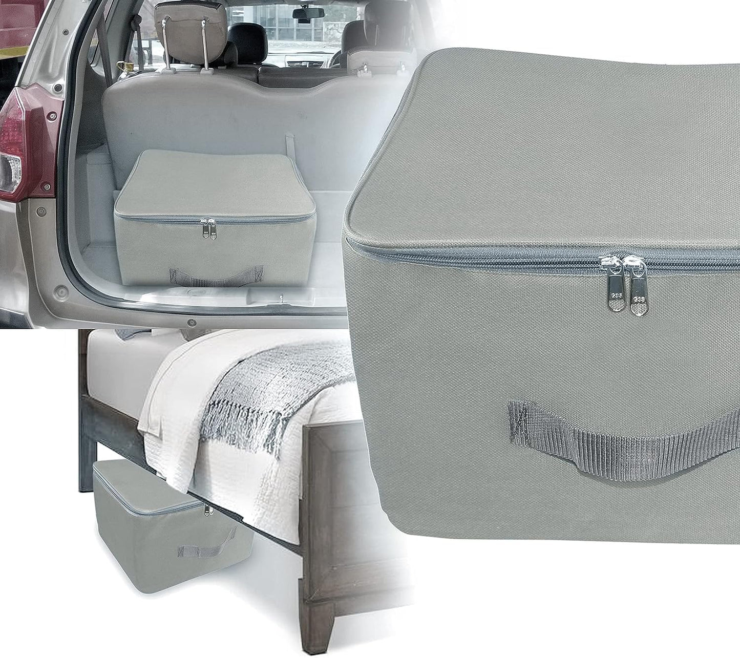 Storite 2 Pack Nylon Wardrobe Underbed Moisture-Proof Cloth Storage Bags with Zipper & Handle - Grey