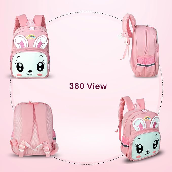 Storite Kids' Pink Rabbit Backpack - Cute, Water-Resistant & Durable School Bag for Girls