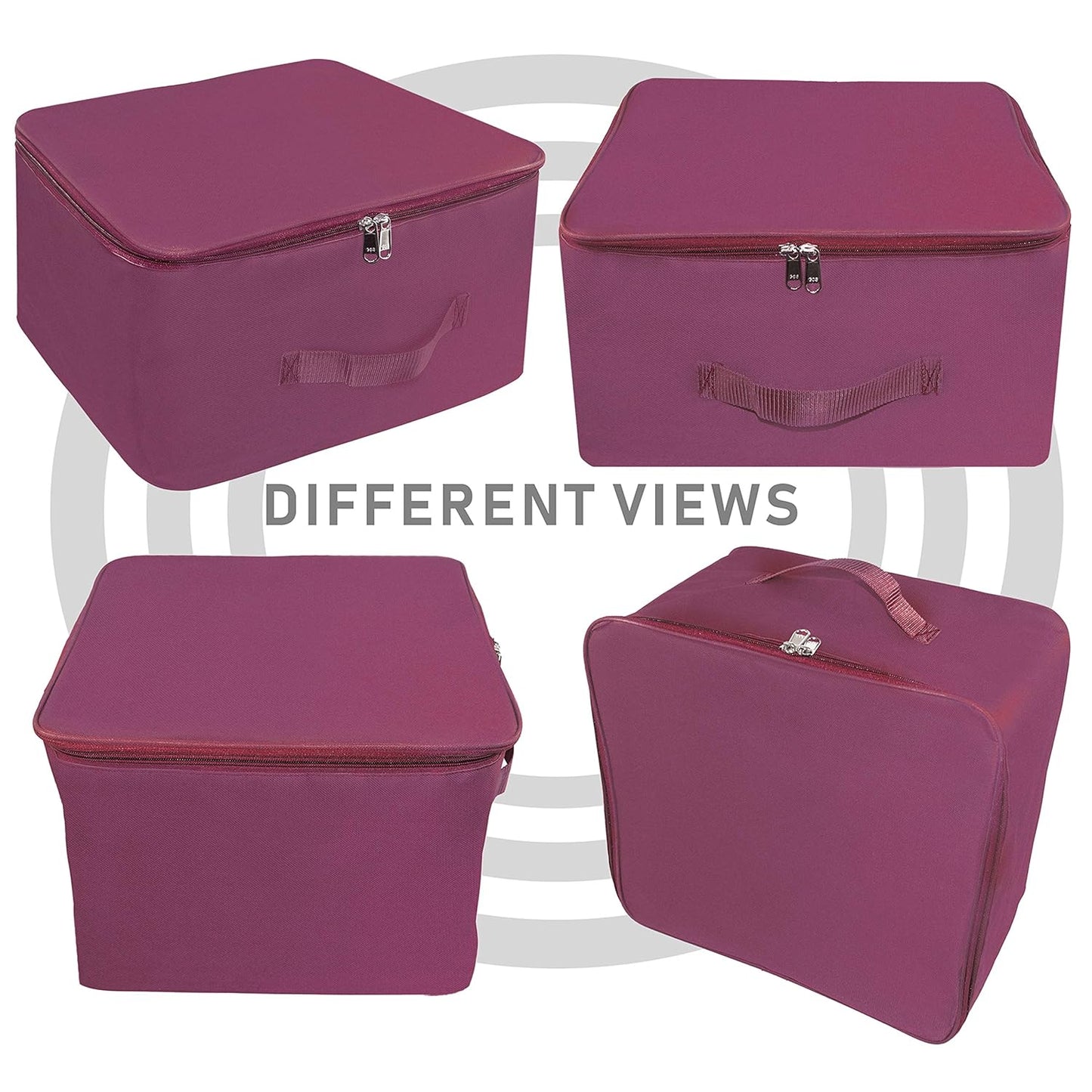 Storite 2 Pack Nylon Underbed Wardrobe Storage Bags - Moisture-Proof Cloth Organizer with Zipper & Handle - Magenta
