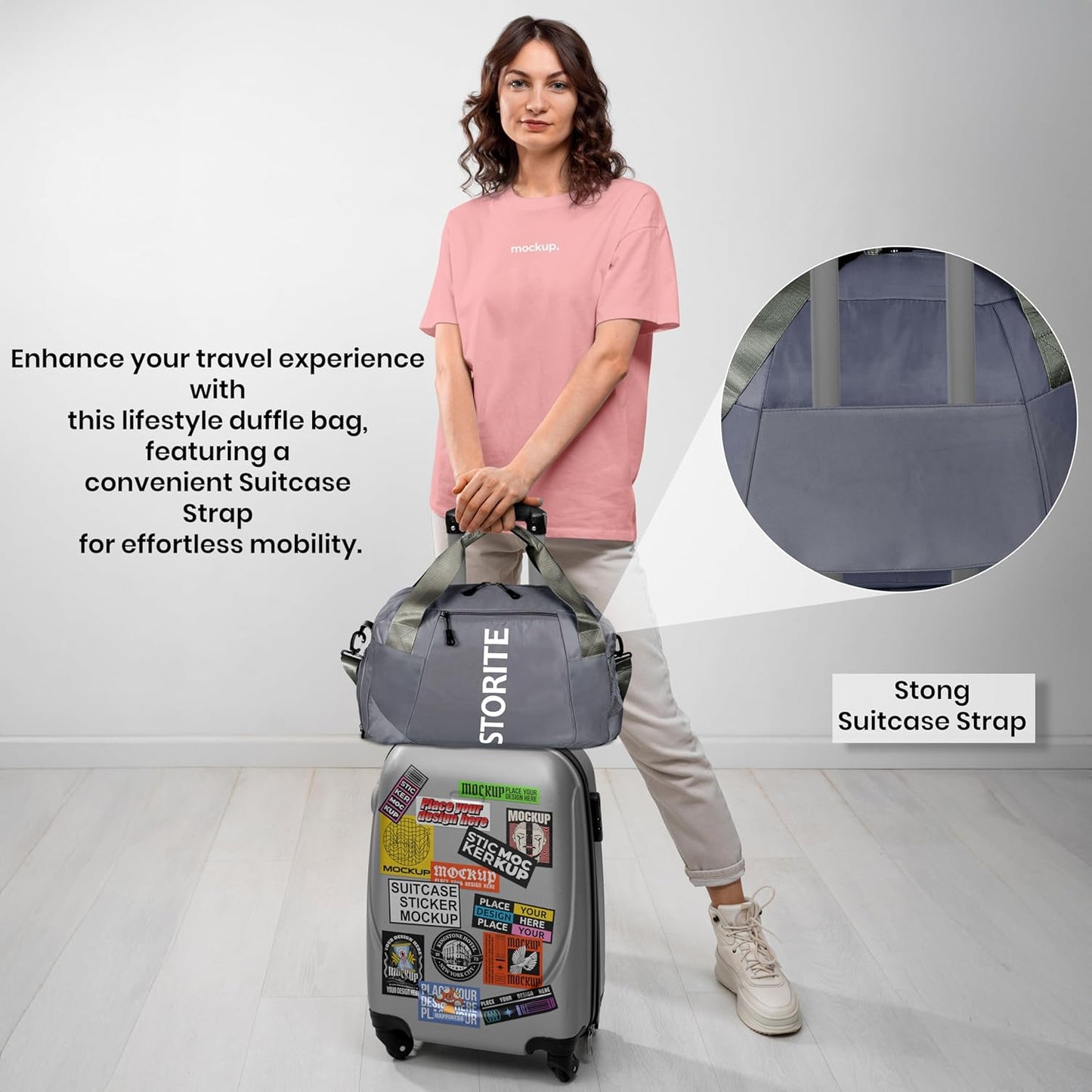 Storite 47 CM Nylon Travel Duffle Bag for Men and Women with Wet Pocket Shoe Compartment - Dark Gray