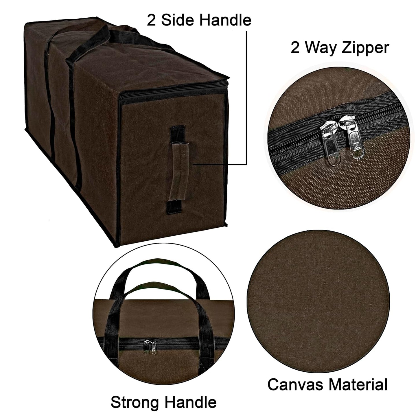 Storite Multi-Purpose Heavy Duty Moisture Proof 90 Litres Canvas Super-Size Jumbo Underbed Storage Bag/Toys/Blankets/Stationery Paper/Clothes/Moving Bags (87x38x26 cm), Brown