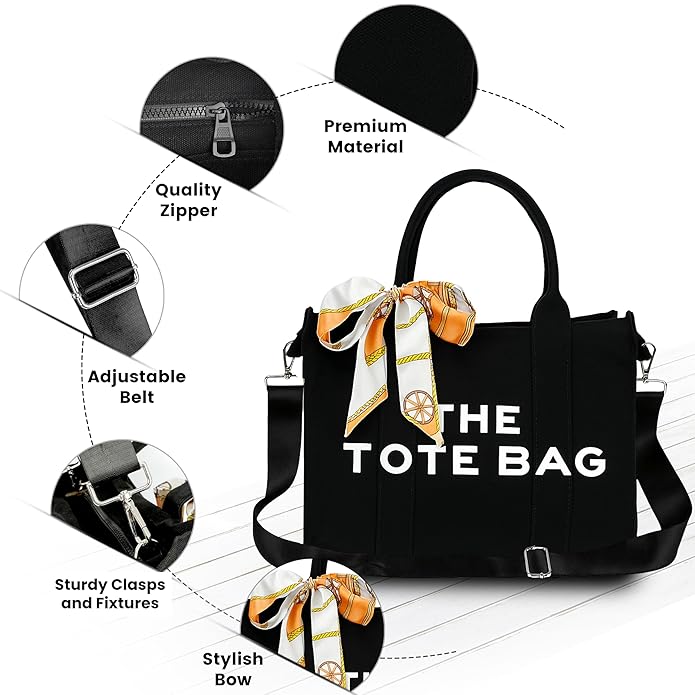 Storite Canvas Tote Bags for Women Large Capacity Shoulder Bag with Inner Pocket Everyday Handbags for Office, College and Travel