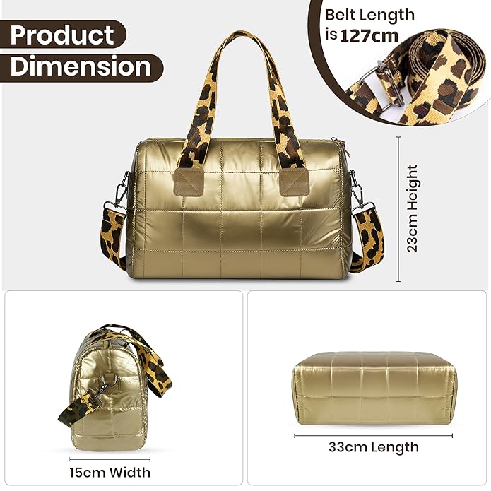 Storite Crossbody Bag, Puffy Purses Top Handle Handbags, Puffer Shoulder Bag for Women - Gold