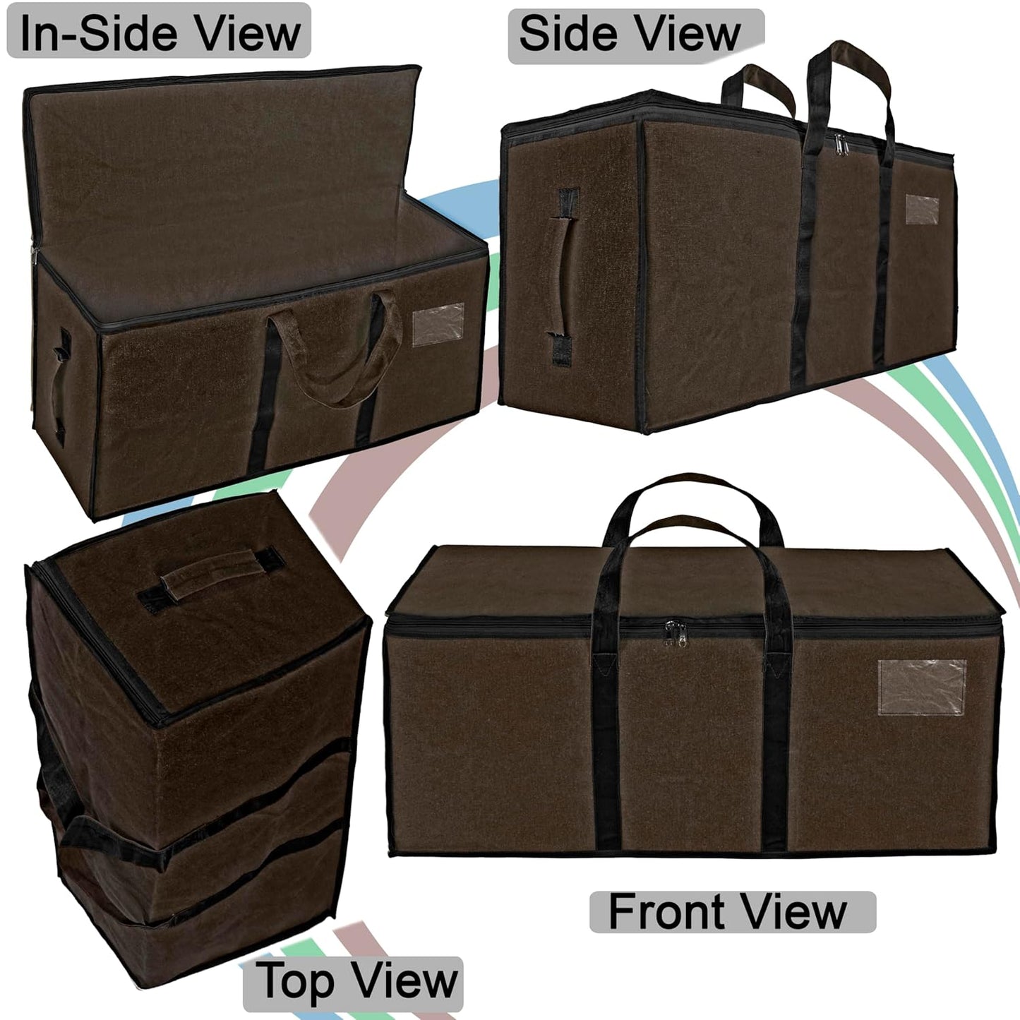 Storite Multi-Purpose Heavy Duty Moisture Proof 90 Litres Canvas Super-Size Jumbo Underbed Storage Bag/Toys/Blankets/Stationery Paper/Clothes/Moving Bags (87x38x26 cm), Brown