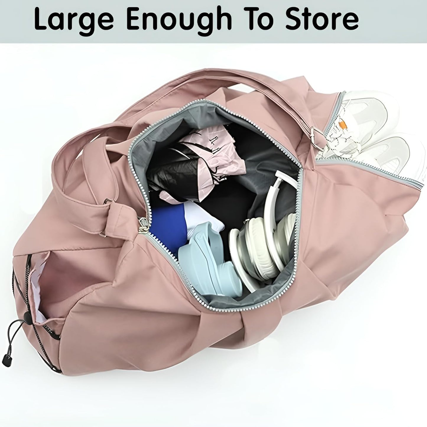 Storite Nylon 51 Cm Imported Multi Purpose Travel Duffle Bag for Women with Dry and Wet Pocket, Lightweight Waterproof Backpack Carry Luggage Bag with Shoe Compartment (Pink, 51 x 17 x 32 cm)