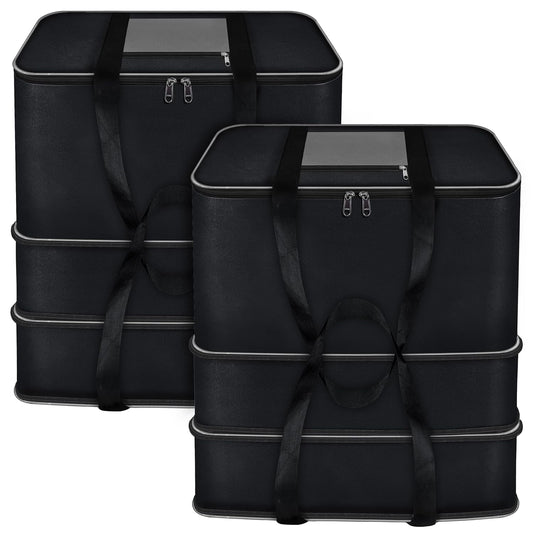 Storite 2 Pack 3 Layer Expandable Moisture Proof Nylon Large Size Underbed Storage Bag For Clothes (57 x 49 x 62 cm) - Grey Black,Rectangular