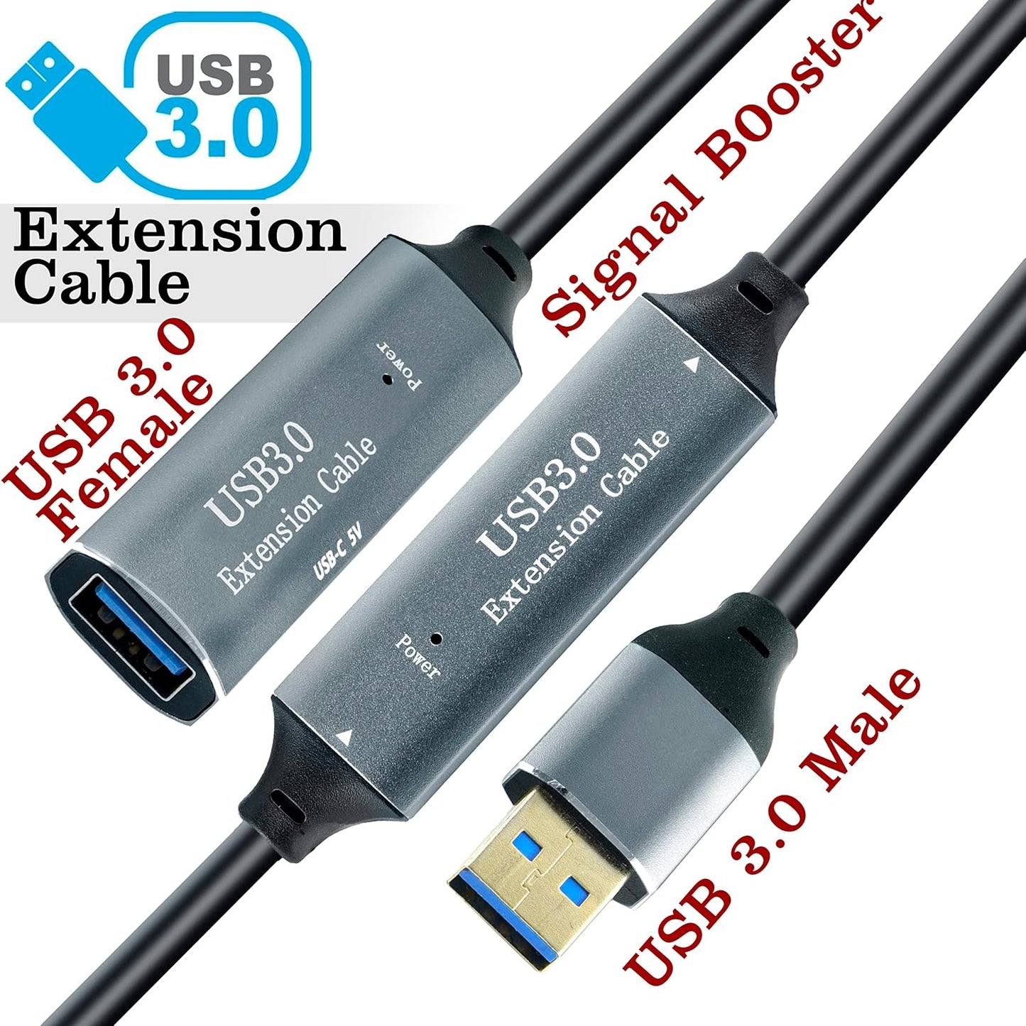 Storite 15 Meter Active USB 3.0 Extension Cable USB 3.0 Male to Female Extender Cord with Signal Booster Compatible with Game Consoles, Printer, Camera, Steam VR, Flash/Hard Drive, Laptop