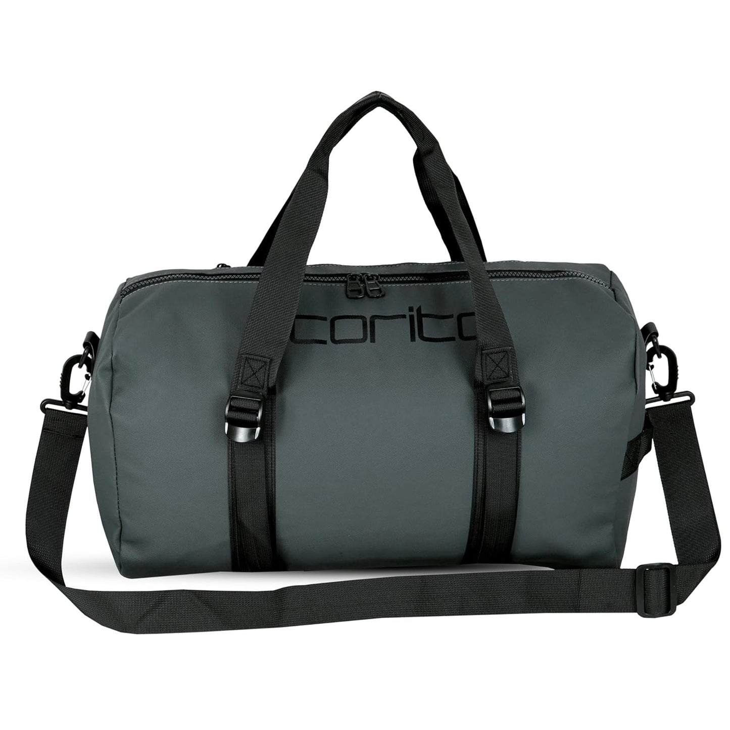 Storite Nylon 43 Cm Imported Multi Purpose Travel Duffle Bag for Women with Dry and Wet Pocket, Lightweight Waterproof Backpack Carry Luggage Bag (Grey, 43 x 20 x 24 cm)