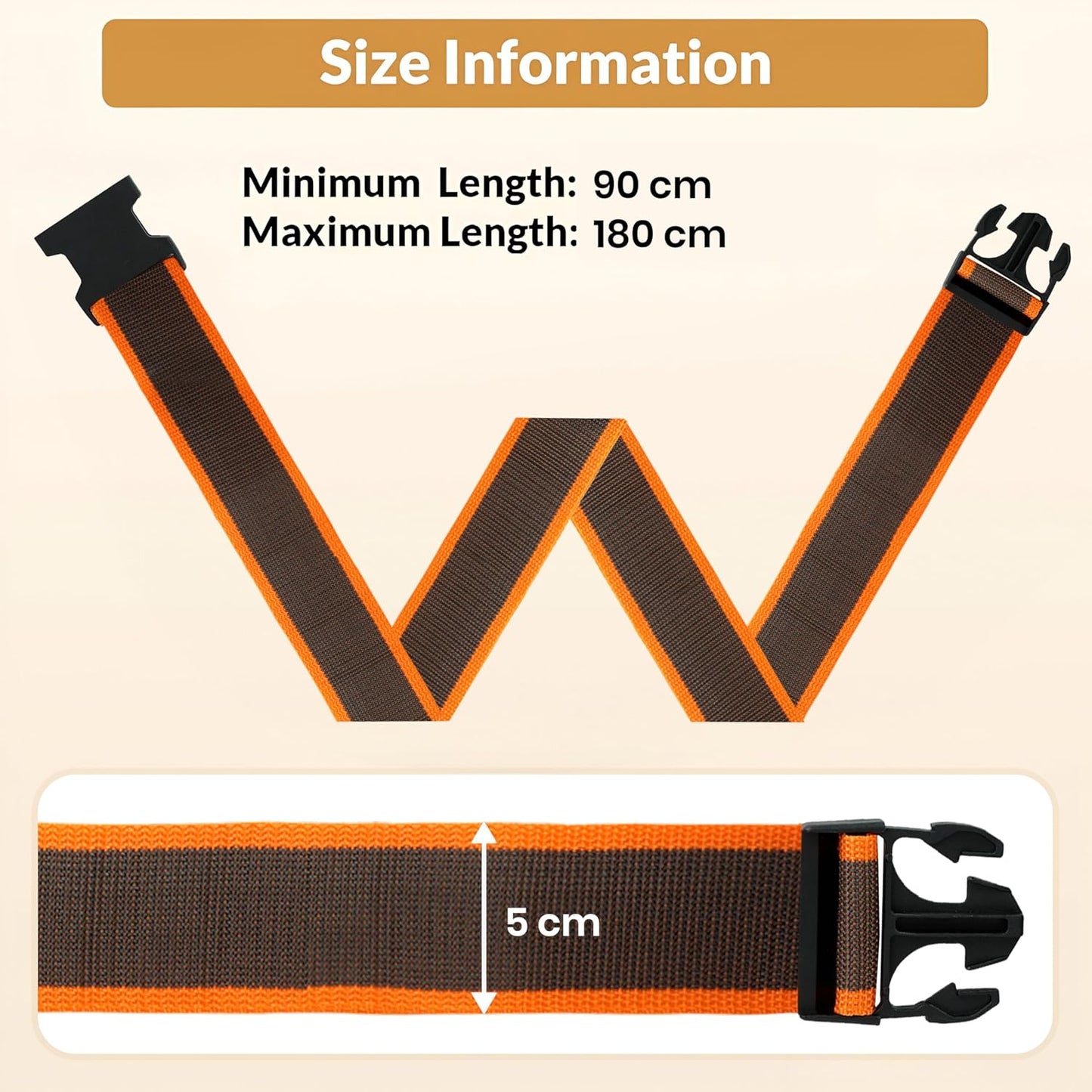 Storite Pack of 2 Luggage Strap | Luggage Belt for Suitcase & Trolley Bags | Travel Belt with Quick Release Adjustable Buckle for Suitcase | Orange Gray