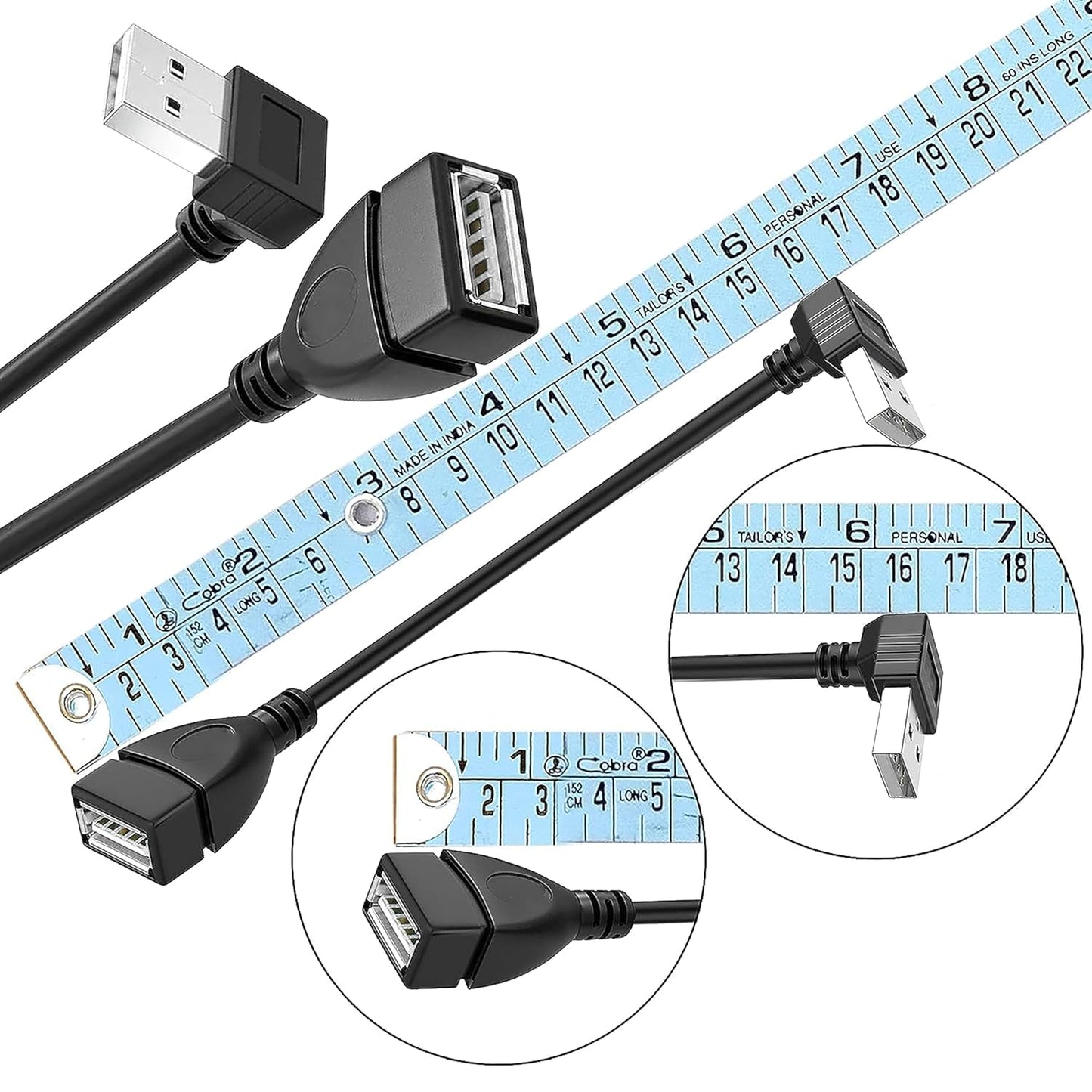 Storite 15CM USB 2.0 Extension Cable USB Male to Female Converter Adapter Extender Cord Up Angle - Black
