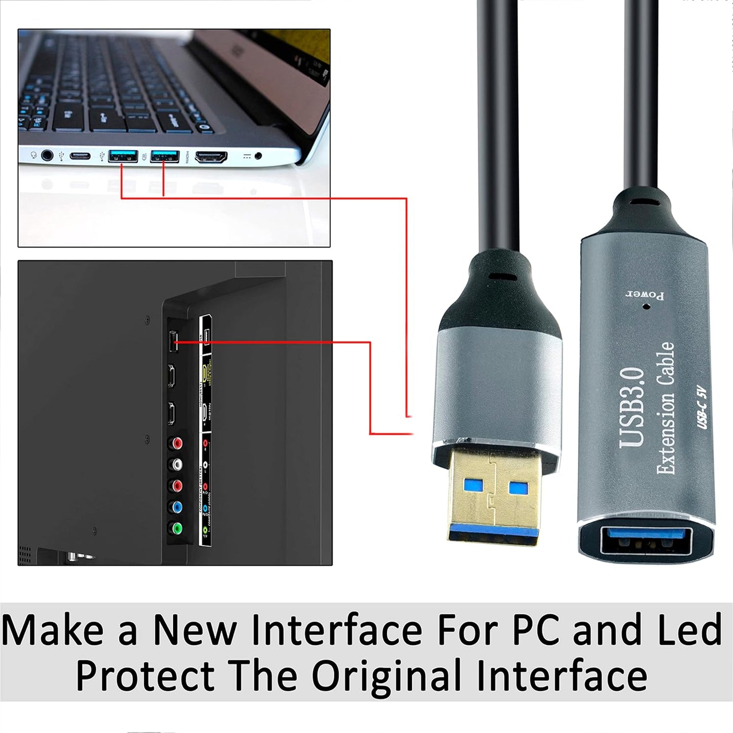 Storite 15 Meter Active USB 3.0 Extension Cable USB 3.0 Male to Female Extender Cord with Signal Booster Compatible with Game Consoles, Printer, Camera, Steam VR, Flash/Hard Drive, Laptop