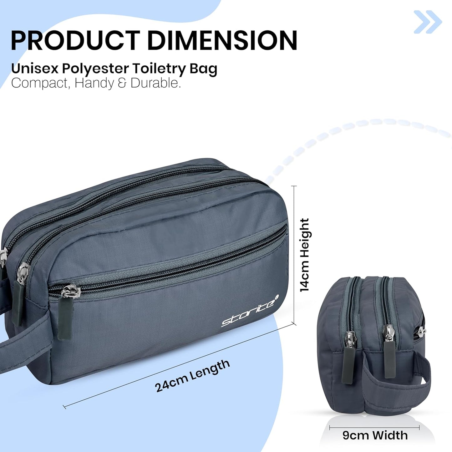 Storite Polyester Multi-Pocket Toiletry Bag for Men & Women, Travel Pouch for Toiletries Shaving Kit & Cosmetics, Water Resistance Pouch, Organizer Travel Pouch for Make Up (1Pk-Blue)