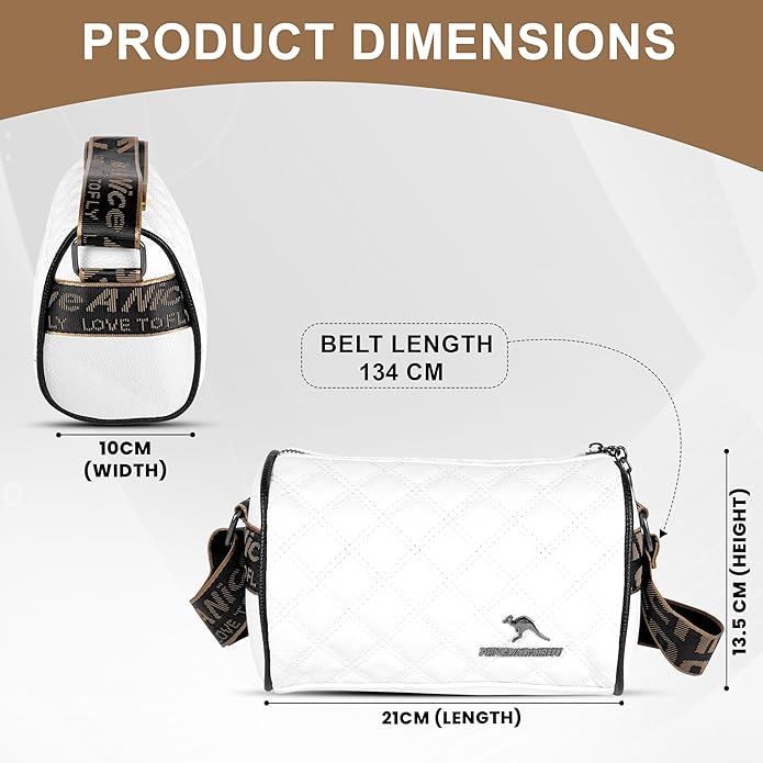 Storite Small PU Leather Women Tote Bag, Stone Pattern fashionable & Party Sling Bag, Shoulder Crossbody Bag with Adjustable Strap-White