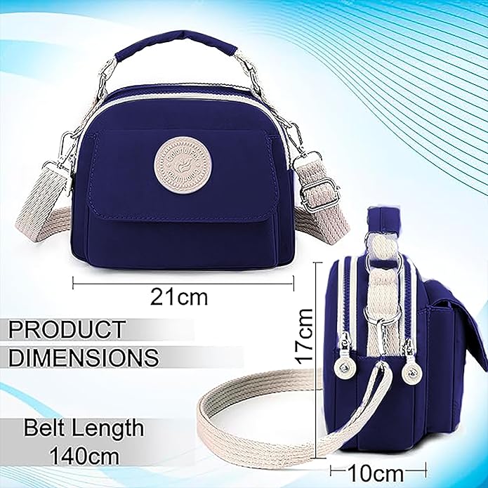 Storite Women's Compact Sling Bag with Padded Pocket & Adjustable Strap - Blue