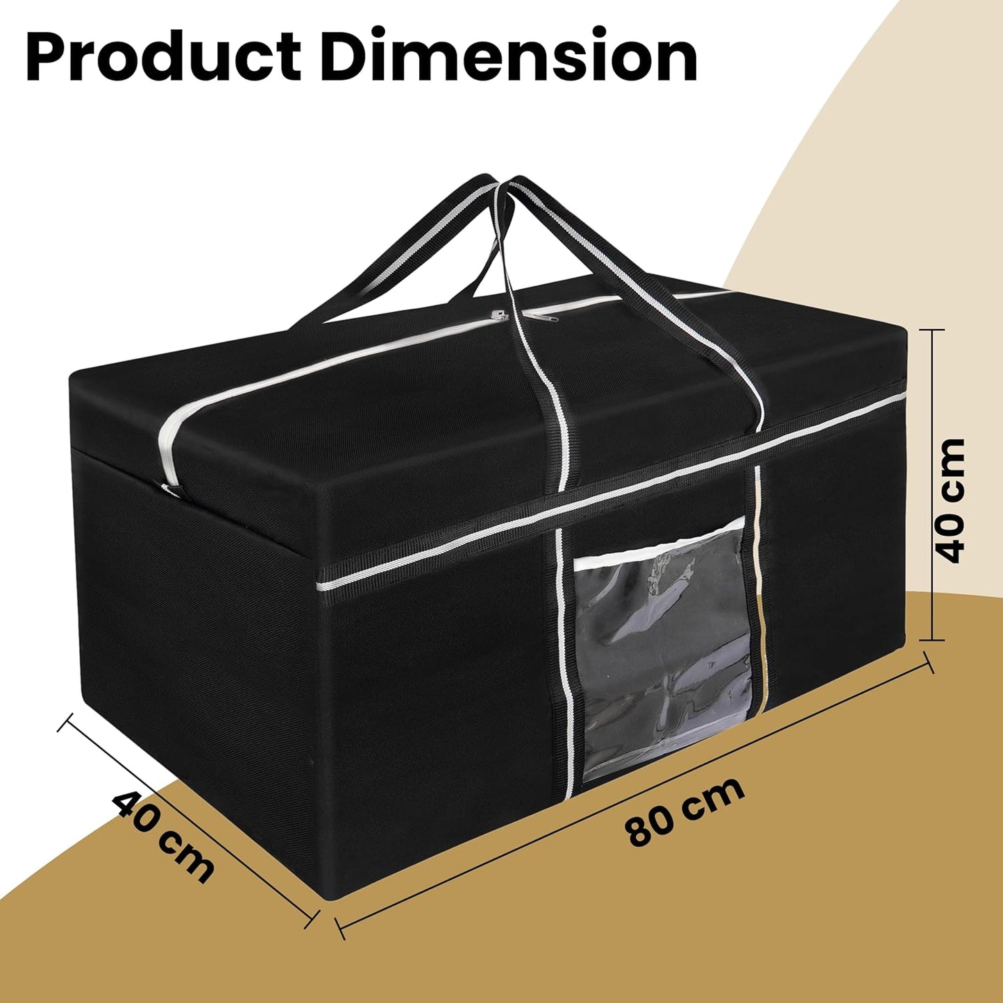 Storite Extra Large 128 L Nylon Moisture Proof Multipurpose Heavy Duty Toys Storage Bag/Stationery/Blankets/Clothes/Moving Bags With Strong Reinforced Handles Rectangular - Black