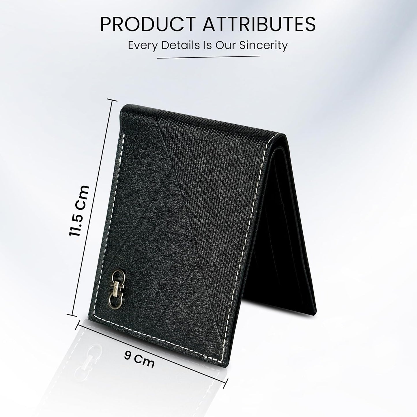 Storite Leather Wallet for Men - Lightweight Wallet with SIM Card Slot & ID Window for Office Travel & Daily Use (Black - 11.5 x 9 Cm)