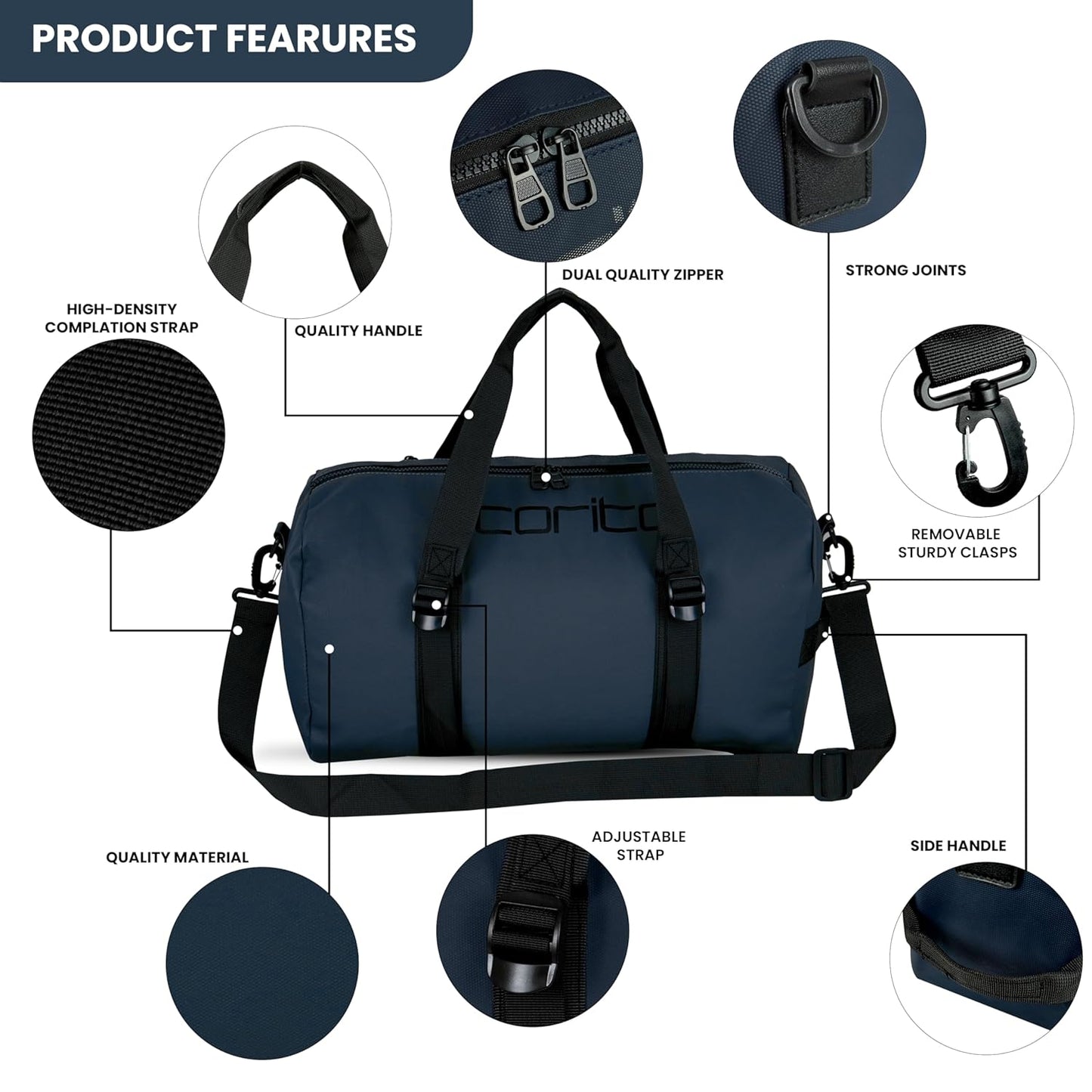 Storite Nylon 43 Cm Imported Multi Purpose Travel Duffle Bag for Women with Dry and Wet Pocket, Lightweight Waterproof Backpack Carry Luggage Bag (Blue, 43 x 20 x 24 cm)