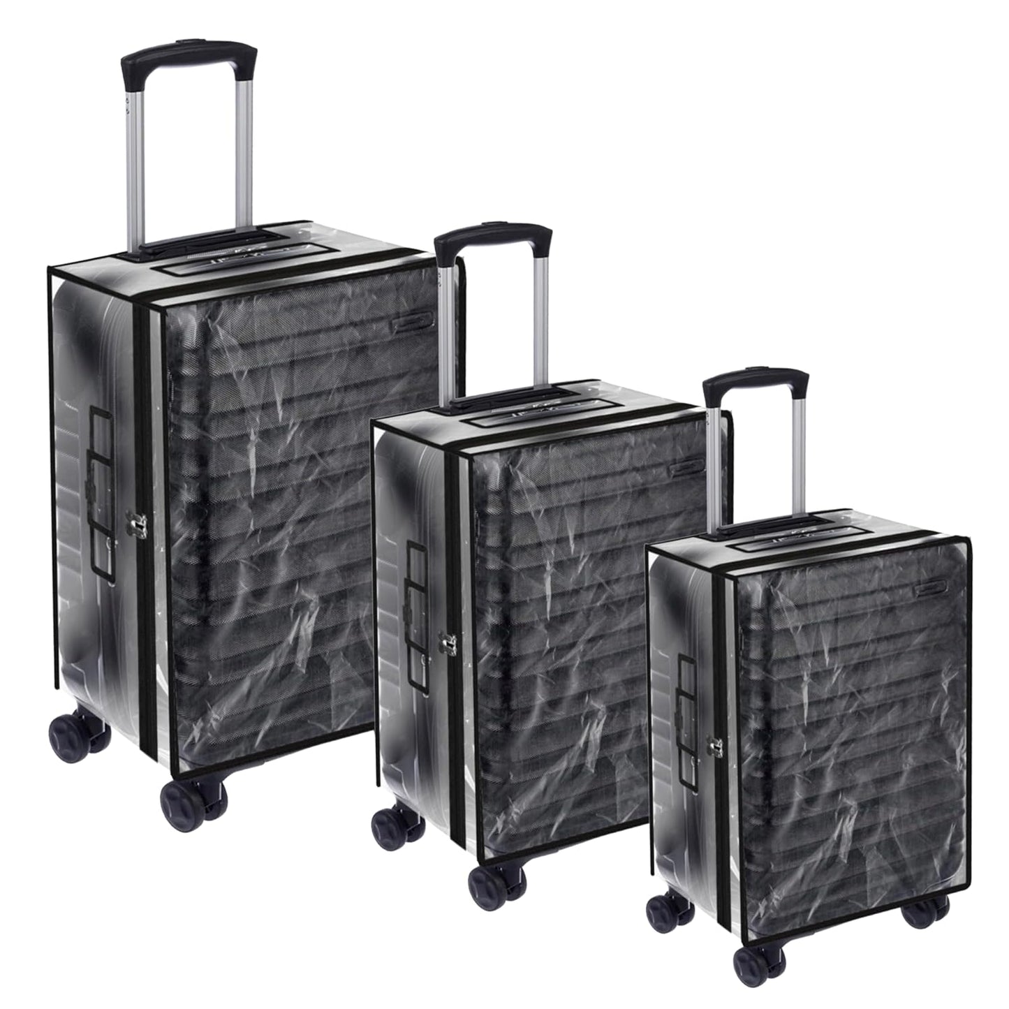 Storite Combo Pack of 3 Zippered Clear PVC Suitcase Covers Protectors,Waterproof Dustproof Suitcase Covers Case for Wheeled Luggage Trolley Protective Covers (28 inch, 24 inch, 20inch)