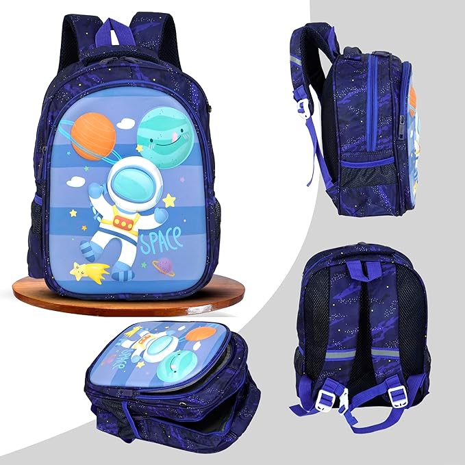 Storite Unisex Stylish Water-Resistant Backpack for Kids - Space Blue
