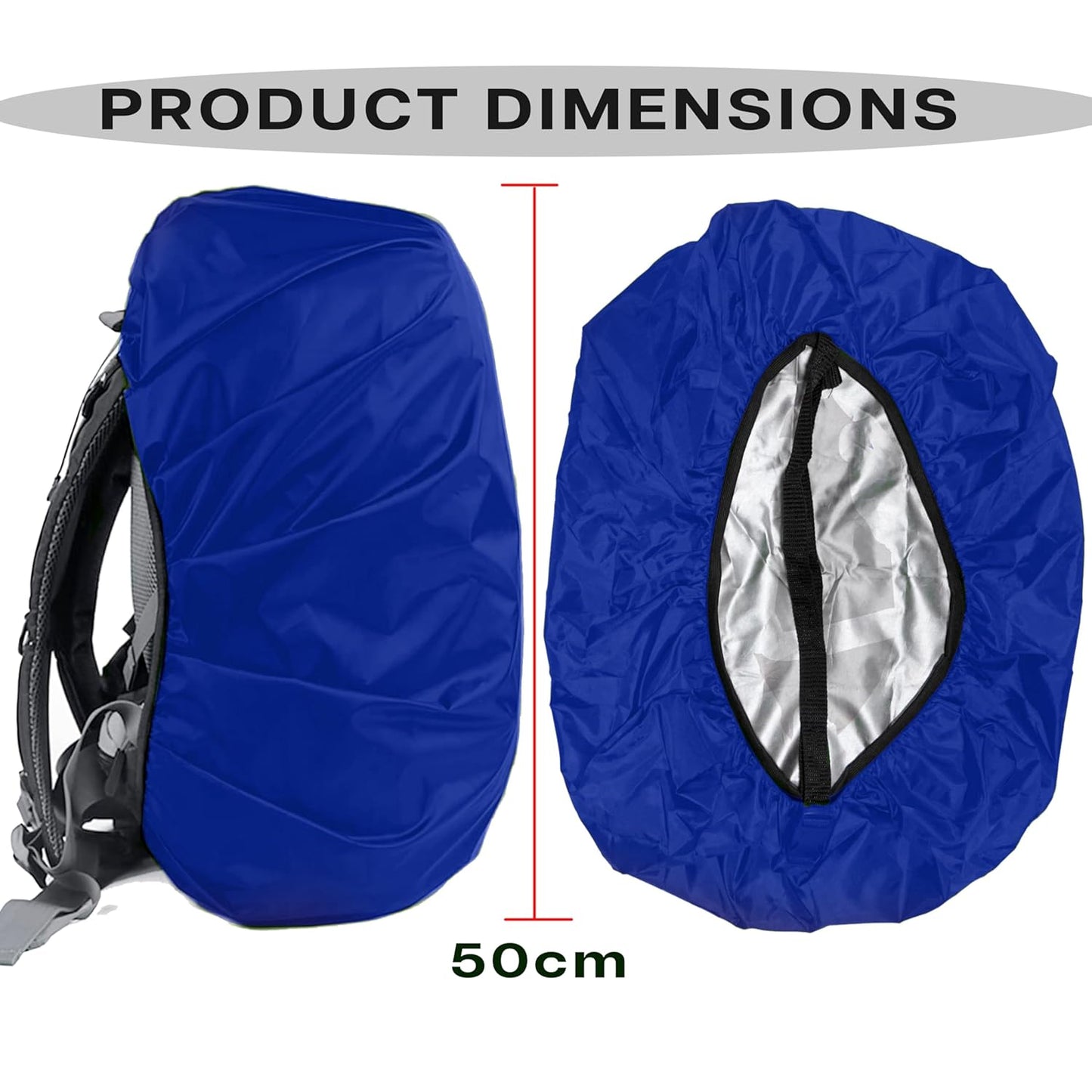 Storite Dust & Rain Cover For Standard Backpack With Pouch, Waterproof Dustproof Rain Cover Bag Elastic Adjustable For School, College,Office, Trekking Bags (30L-35L,Blue)