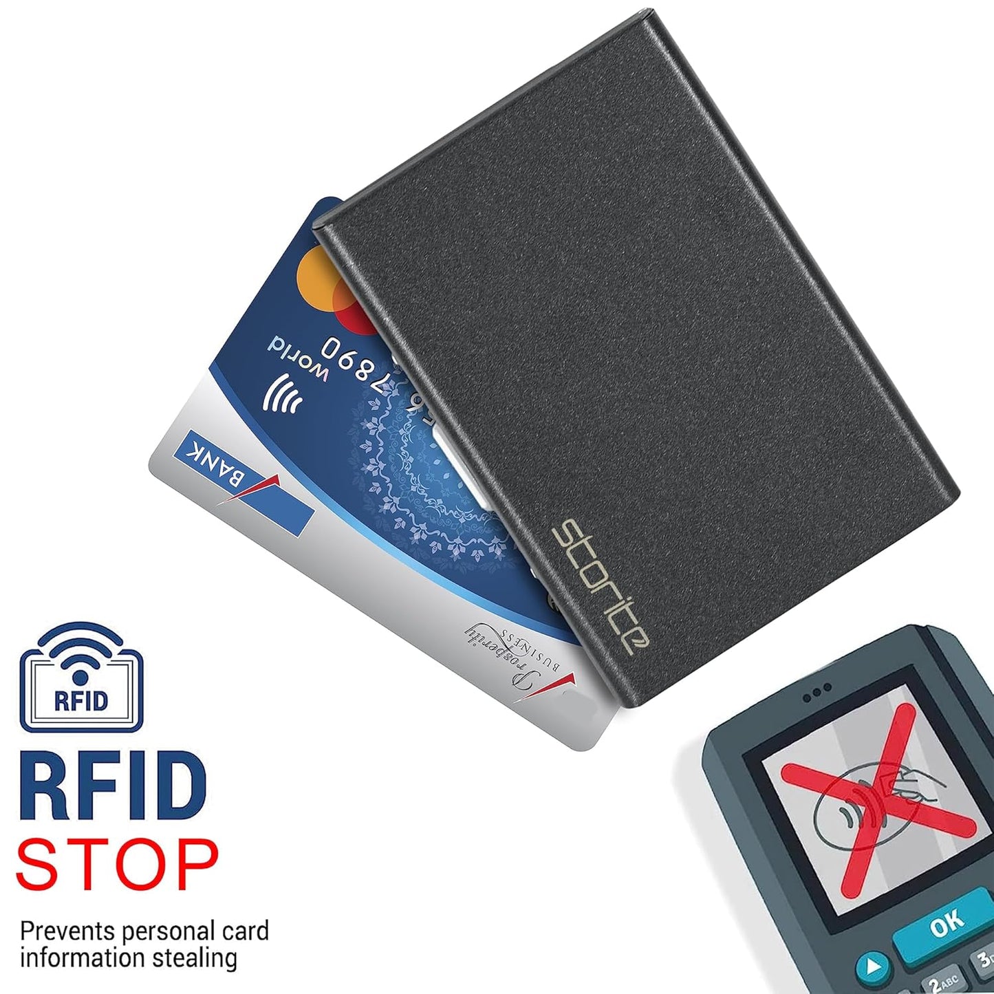 Storite 6 Slots RFID Protected Metal Credit Card Holder Wallet for Men & Women (Black-Matt Finish-9.5 x 6.5 x 1.3 cm)