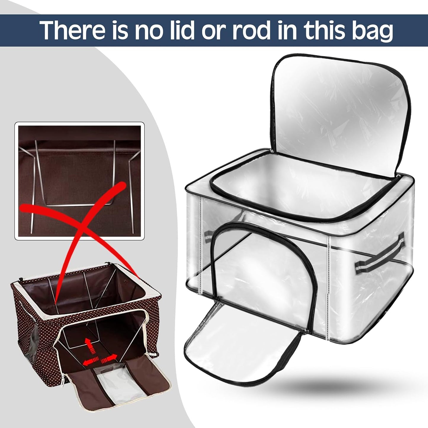 Storite 2 Pack 28 L Transparent PVC Wardrobe Bag Underbed Moisture Proof Cloth Storage Organizer, Storage box for Clothes Saree Bags with Zippered Closure & Handle (44 x 31 x 21 cm)
