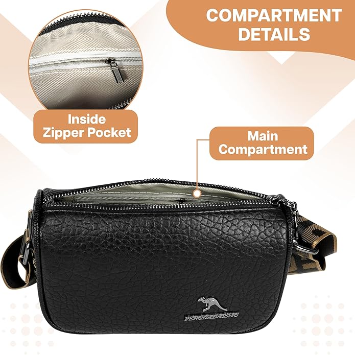 Storite PU Leather Square Women Tote Bag, Stone Pattern fashionable & Party Sling Bag, Shoulder Crossbody Bag with Broad Strap - Black
