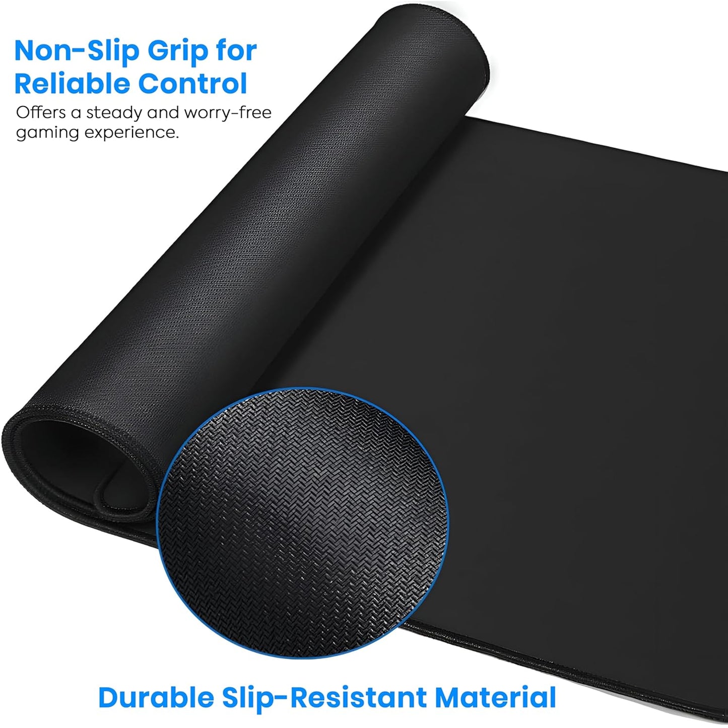 Storite 700x300x3mm Extended Gaming Mouse Pad - Non-Slip Rubber Base, Stitched Edges, Water-Resistant Surface - Black