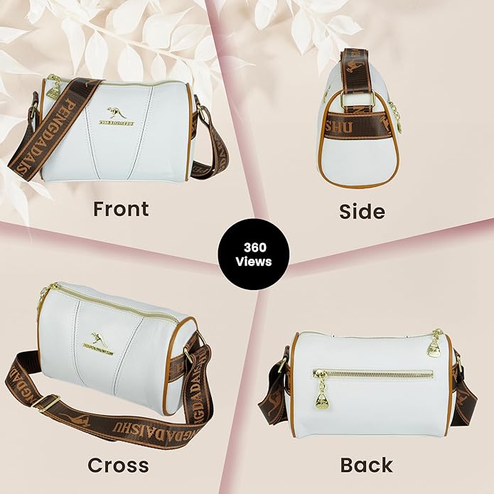 Storite Small Leathe Crossbody Tote Handbag for Women – Stylish, Spacious & Versatile with Adjustable Strap and Zip Closure, Perfect for Work & Travel - White