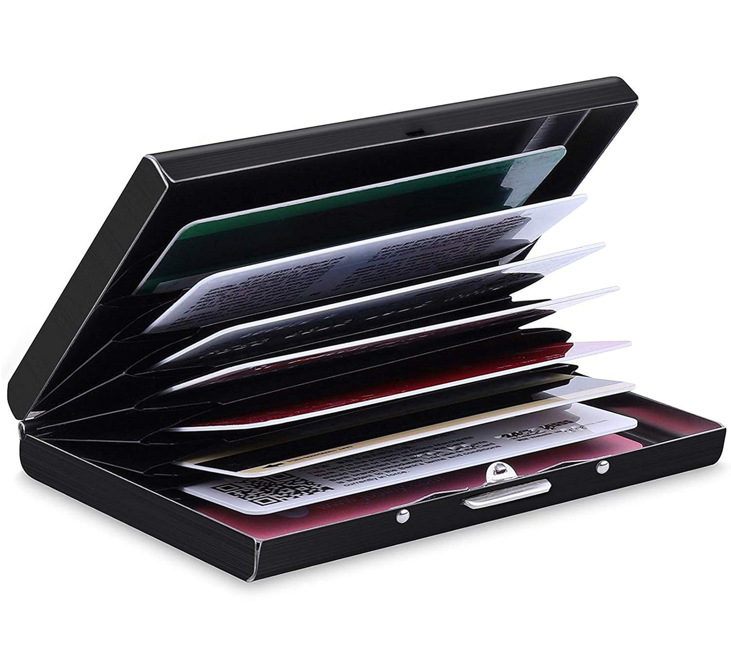 Storite 8 Slot Metal RFID Credit Or Debit Card Holder Wallet for Men Women- (Black World Map-9.5cm x 6.5cm x 1.5 Cm)