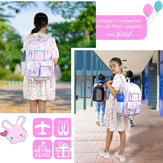 Storite School Backpacks for Girls Stylish Bags for Girls Kids 7-12 Years Old Cartoon Water Resistant Backpack Durable Burden Relief School Bag Birthday