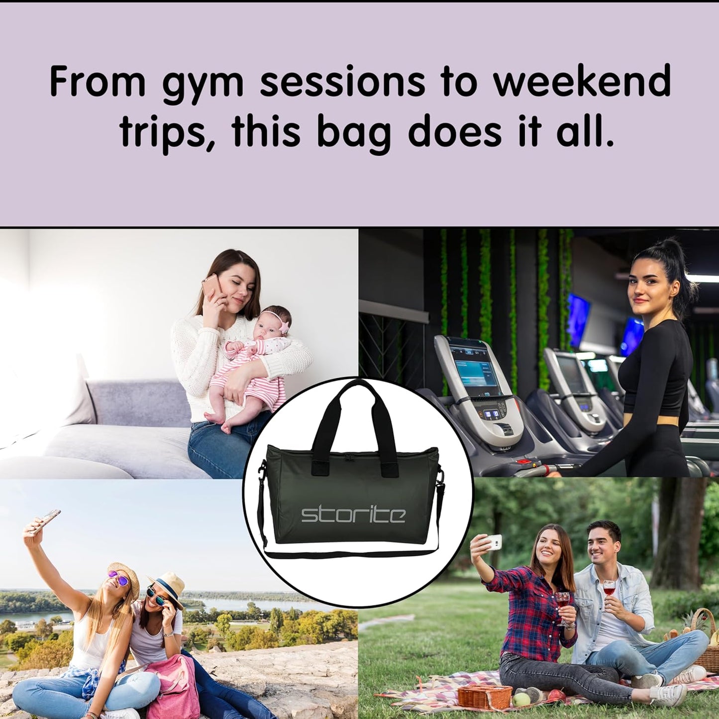Storite Nylon Luggage Travel Duffle Bag for Women, Shoulder Bag for Women with Wet Pocket Weekender Overnight Luggage Bag, Trendy and Stylish. - (Green)