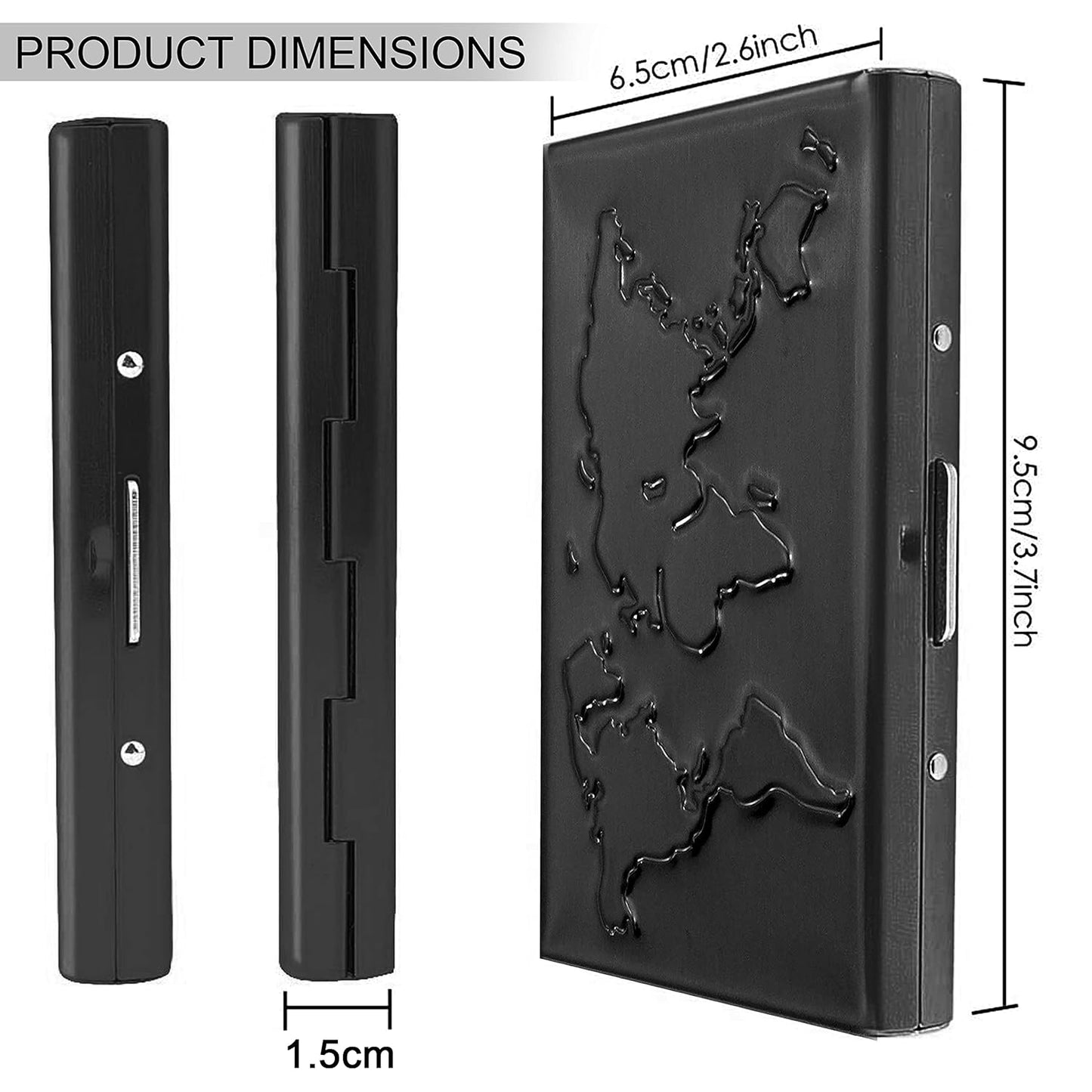 Storite 8 Slot Metal RFID Credit Or Debit Card Holder Wallet for Men Women- (Black World Map-9.5cm x 6.5cm x 1.5 Cm)
