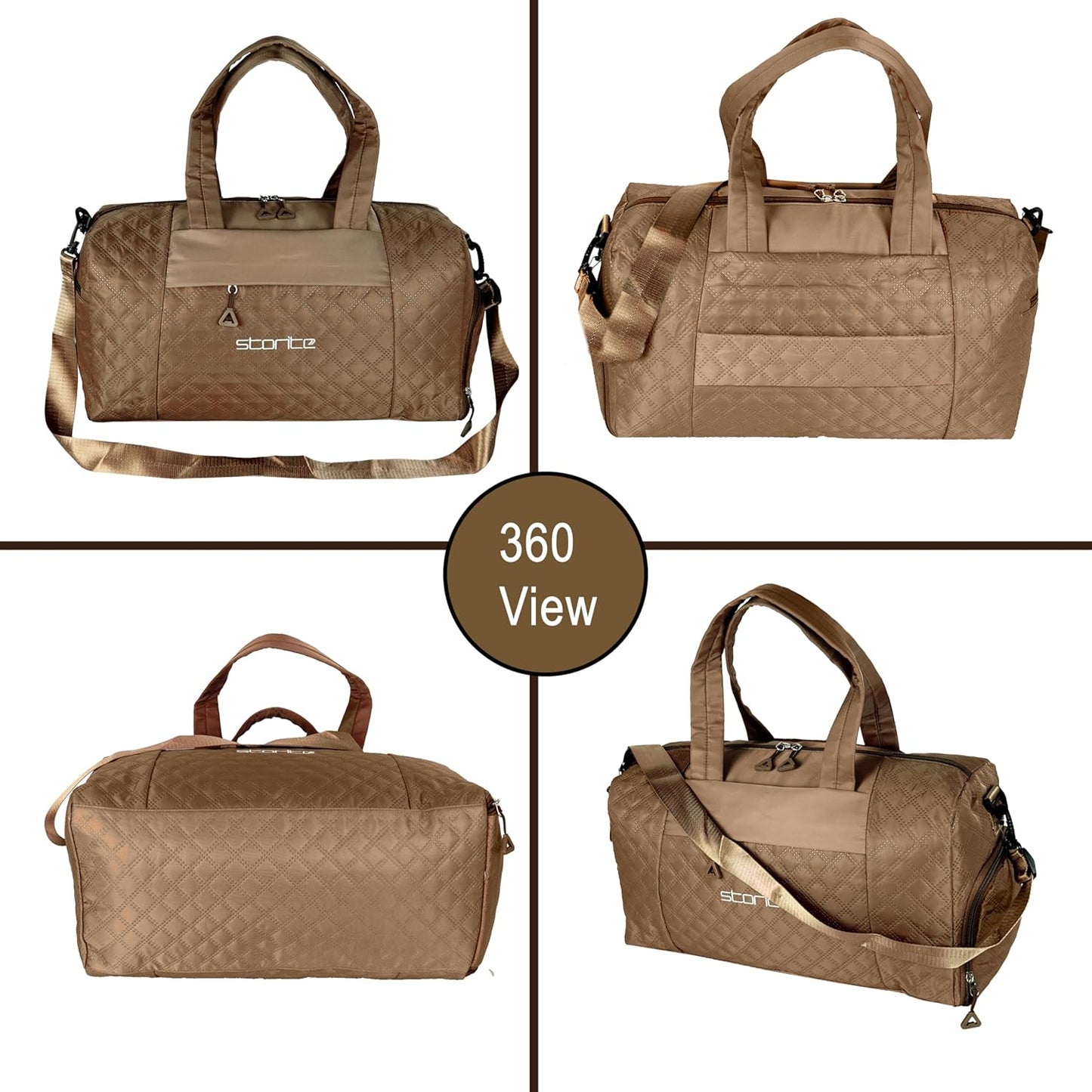 Storite 42 Cm Imported Multi Purpose Travel Duffle Bag for Women with Dry and Wet Pocket, Lightweight Waterproof Backpack Carry Luggage Bag with Shoe Compartment (Coffee,42 x 20 x 25 cm)