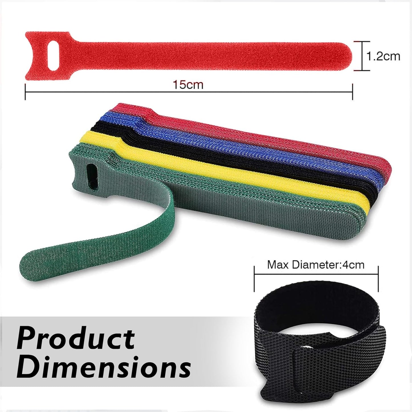 Storite 100 Piece Cable Organizer Hook & Loop Tape-Wire/Cord Holder Management Strap-Reusable Hook & Loop Ties for PC, TV, Desk, WFH Accessories (6 inch,Multi Colour)