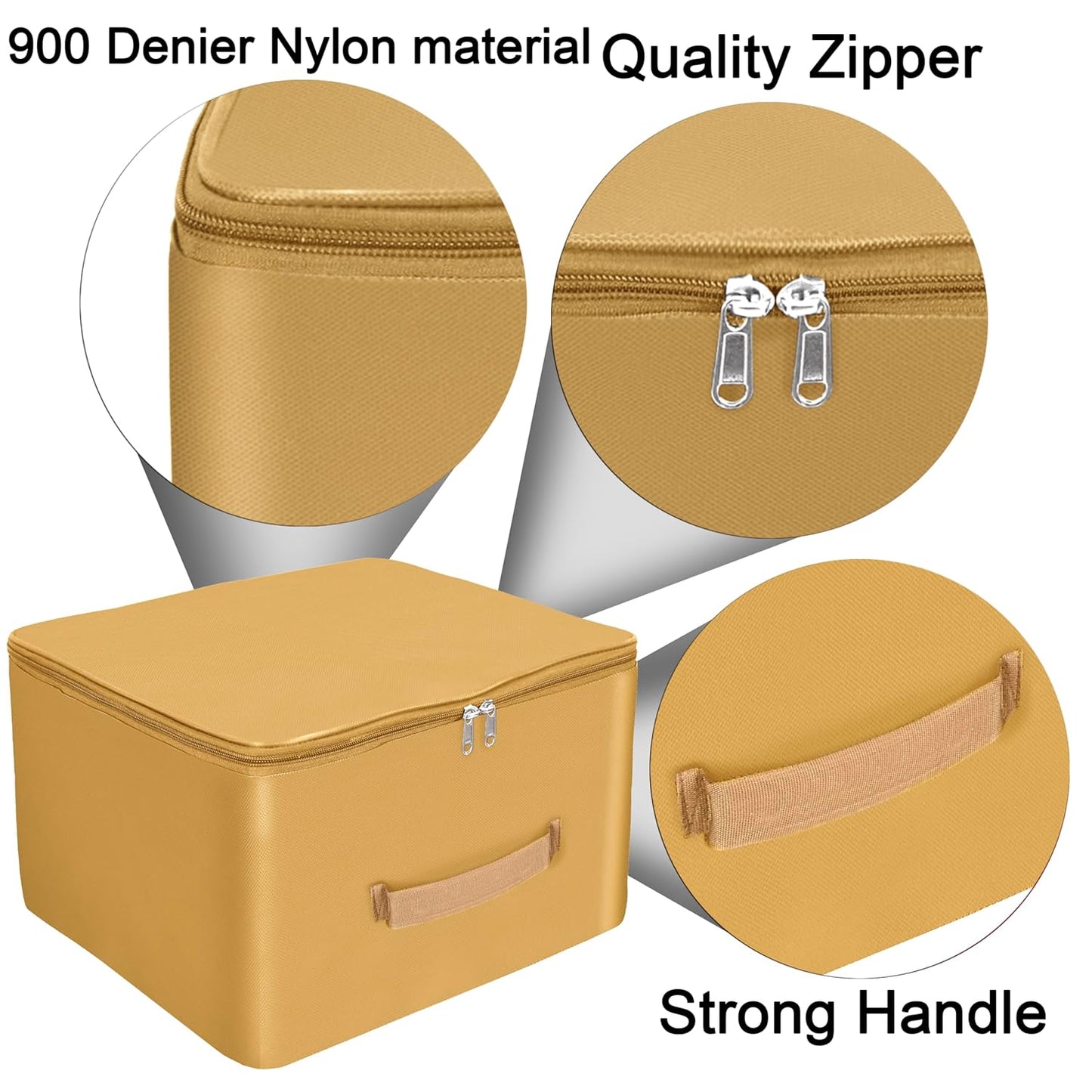 Storite 5 Pack Nylon Wardrobe Bag Underbed Moisture Proof Cloth Storage Organizer, Storage box for Clothes Saree Bags with Zippered Closure & Handle (Mustard, 38x35.5x24 cm) Square Visit the Storite Store
