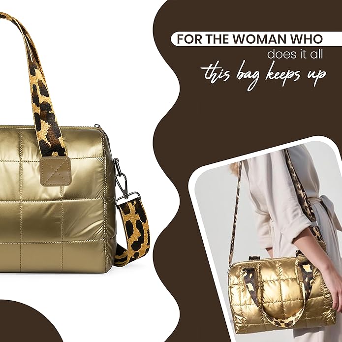 Storite Crossbody Bag, Puffy Purses Top Handle Handbags, Puffer Shoulder Bag for Women - Gold